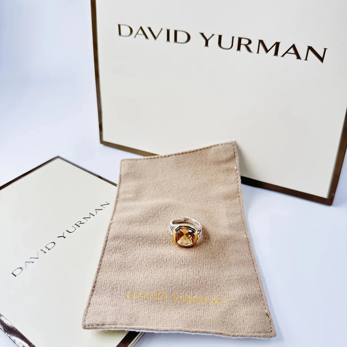 Bague DAVID YURMAN "Albion" en or jaune, argent et citrine - Castafiore
