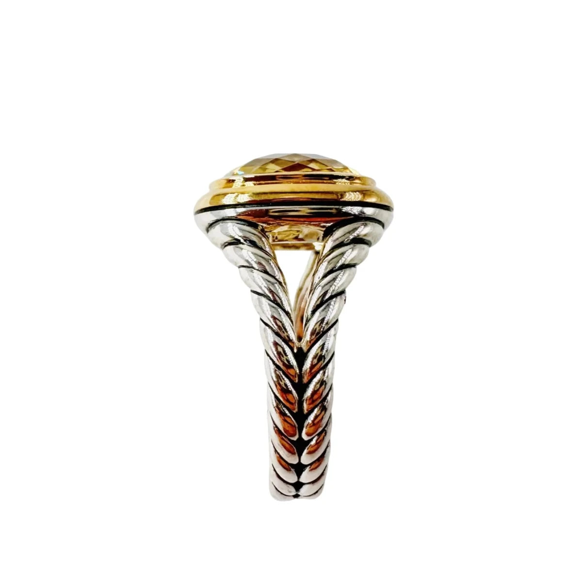 Bague DAVID YURMAN "Albion" en or jaune, argent et citrine - Castafiore