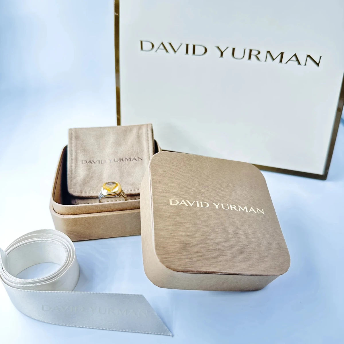 Bague DAVID YURMAN "Albion" en or jaune, argent et citrine - Castafiore