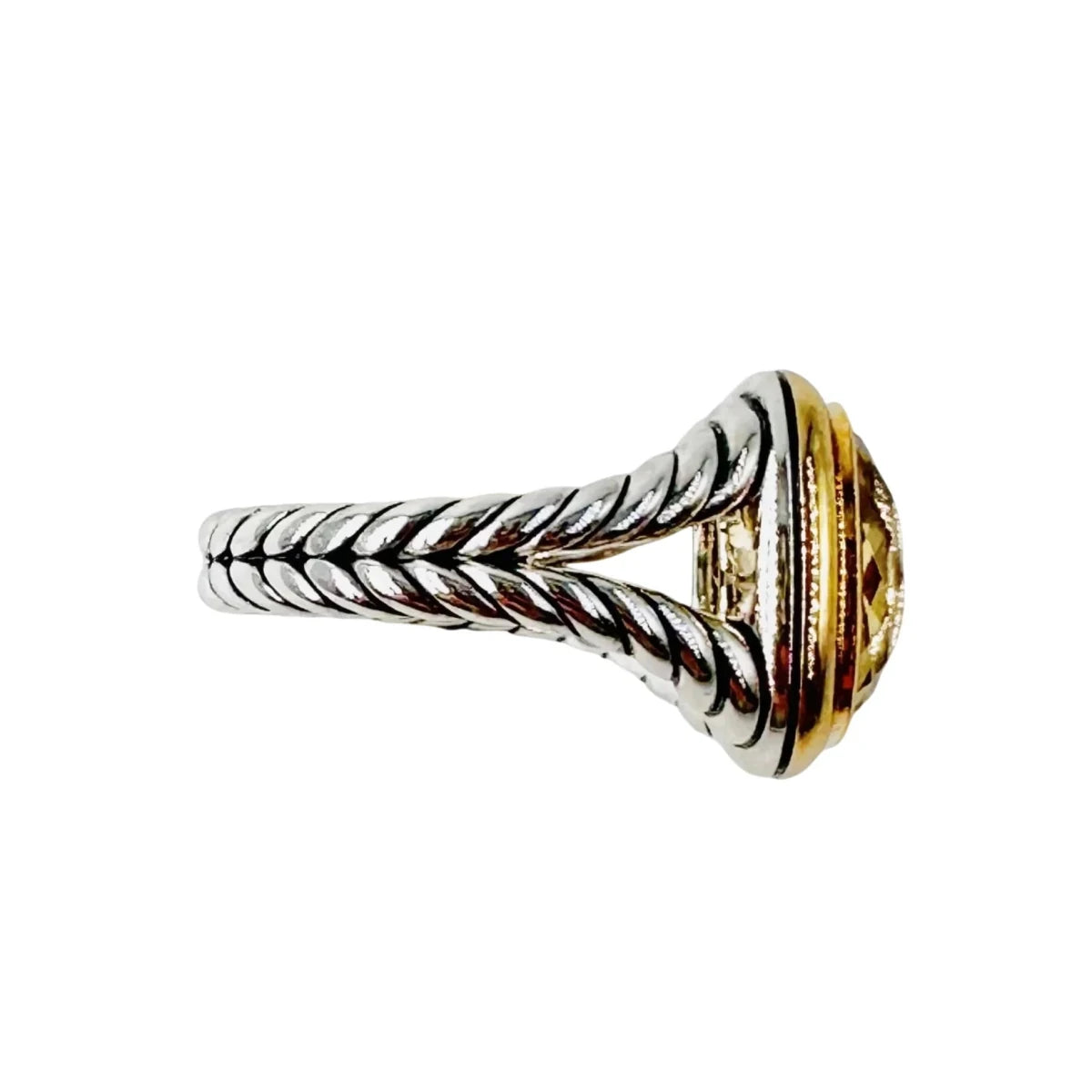 Bague DAVID YURMAN "Albion" en or jaune, argent et citrine - Castafiore
