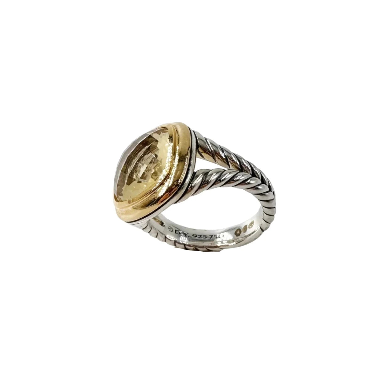 Bague DAVID YURMAN "Albion" en or jaune, argent et citrine - Castafiore