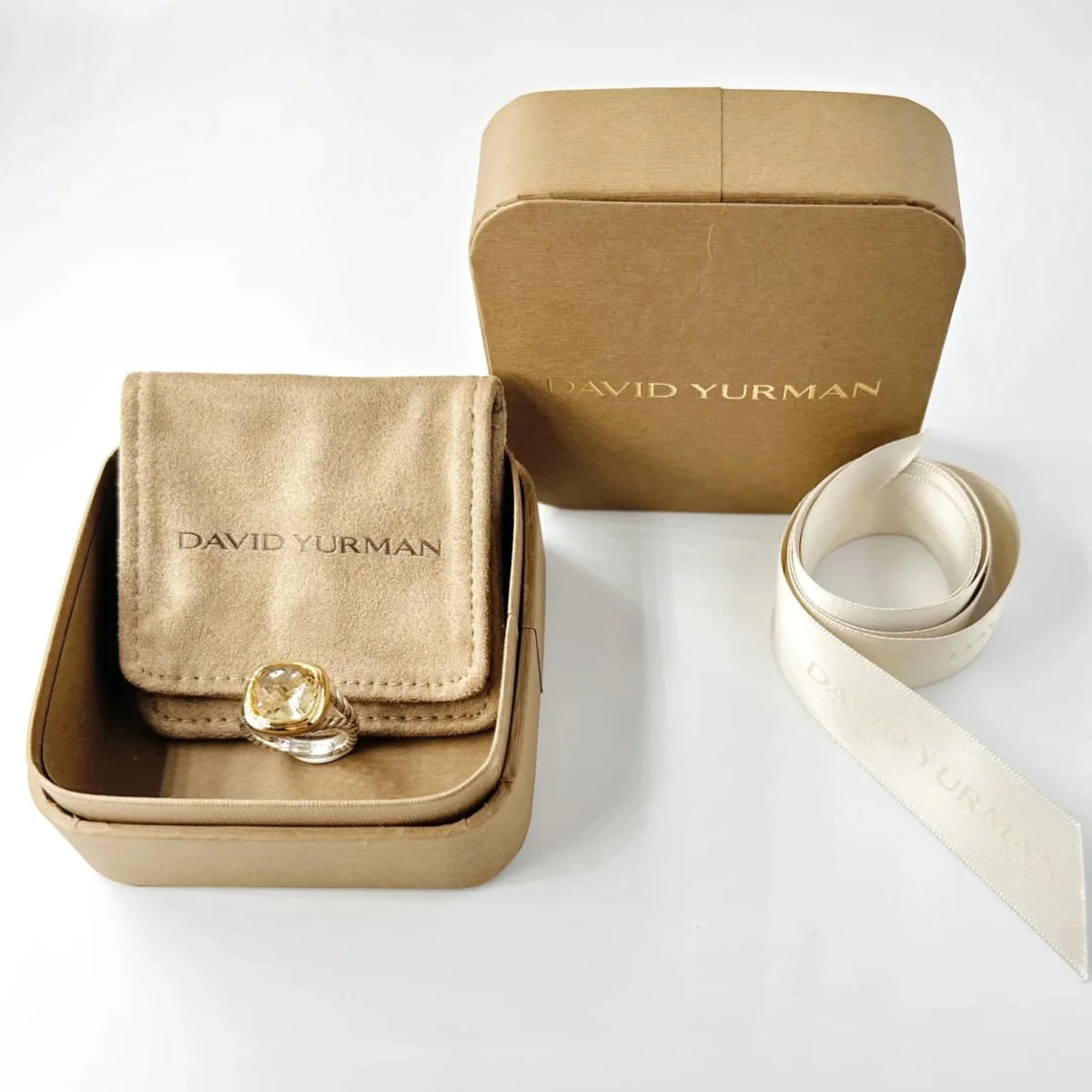 Bague DAVID YURMAN "Albion" en or jaune, argent et citrine - Castafiore