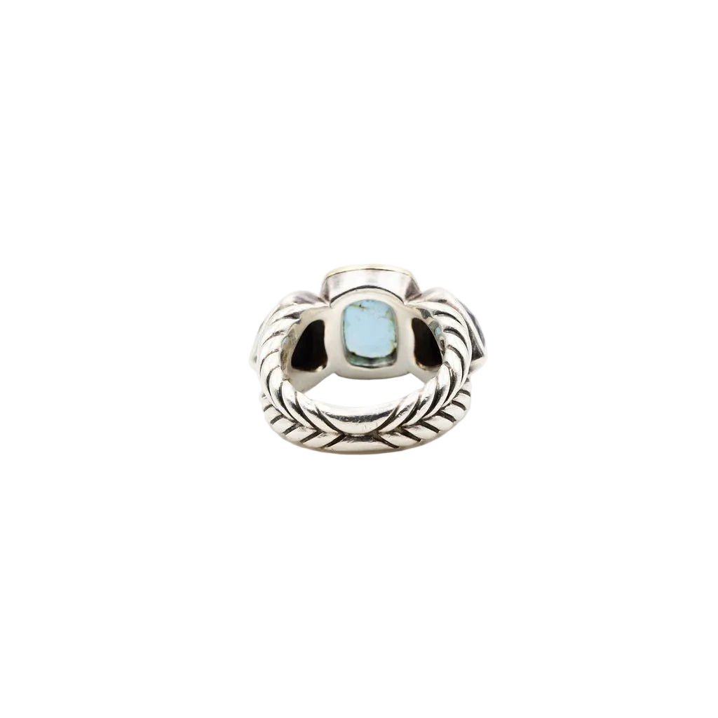 Bague DAVID YURMAN en argent, or jaune, topaze bleue et hématite - Castafiore