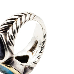 Bague DAVID YURMAN en argent, or jaune, topaze bleue et hématite - Castafiore