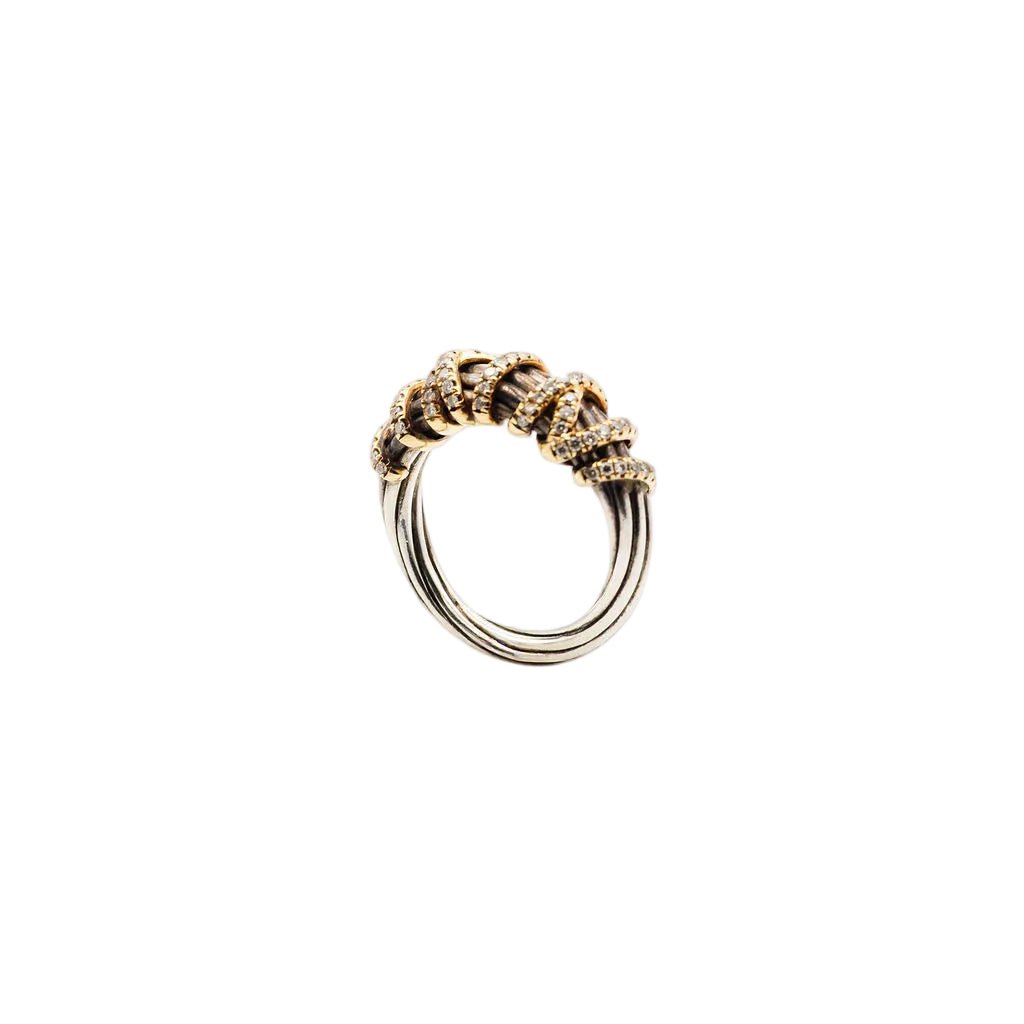 Bague DAVID YURMAN "Helena" en or jaune, argent et diamants - Castafiore