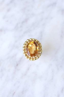 Bague de cocktail ancienne citrine sur or jaune et vert 18Kt - Castafiore