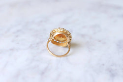Bague de cocktail ancienne citrine sur or jaune et vert 18Kt - Castafiore