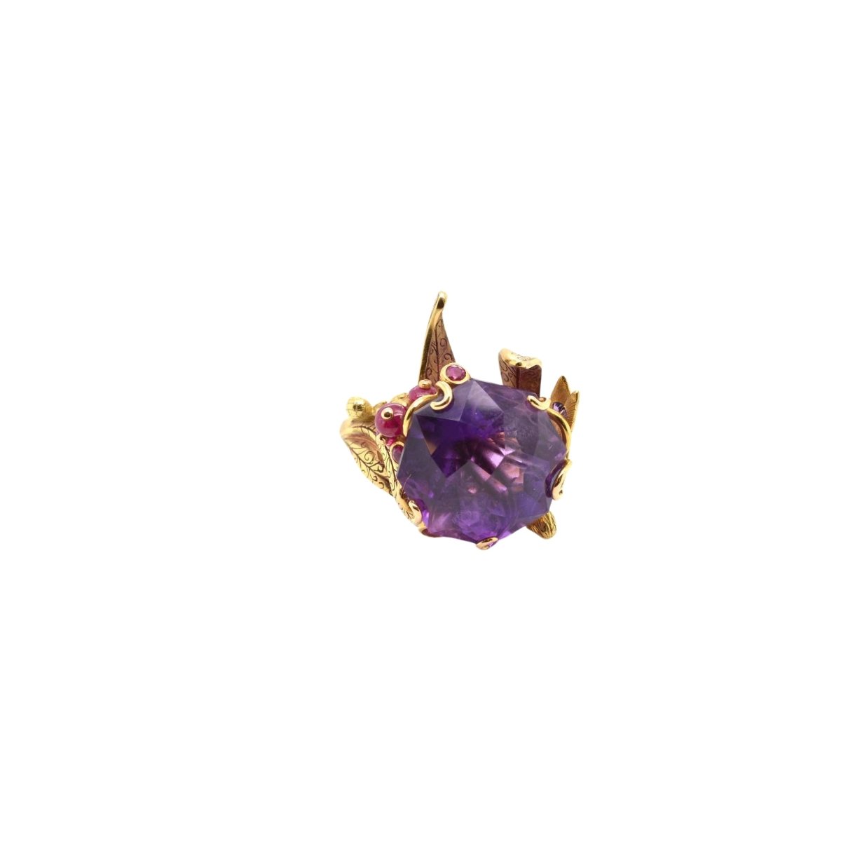Bague de créateur améthyste en or jaune - Castafiore
