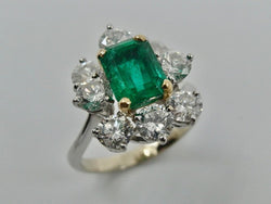 Bague de fiançailles diamants émeraude - Castafiore