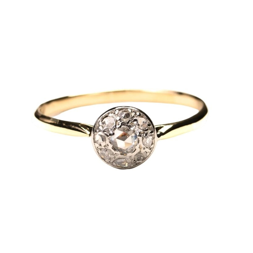 Bague de fiançailles en or jaune, platine, et diamants - Castafiore