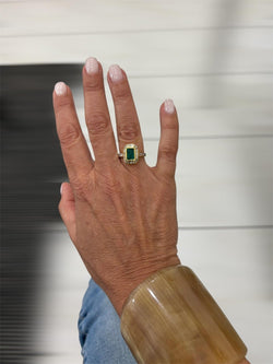 Bague de fiançailles rétro à diamant émeraude - Castafiore