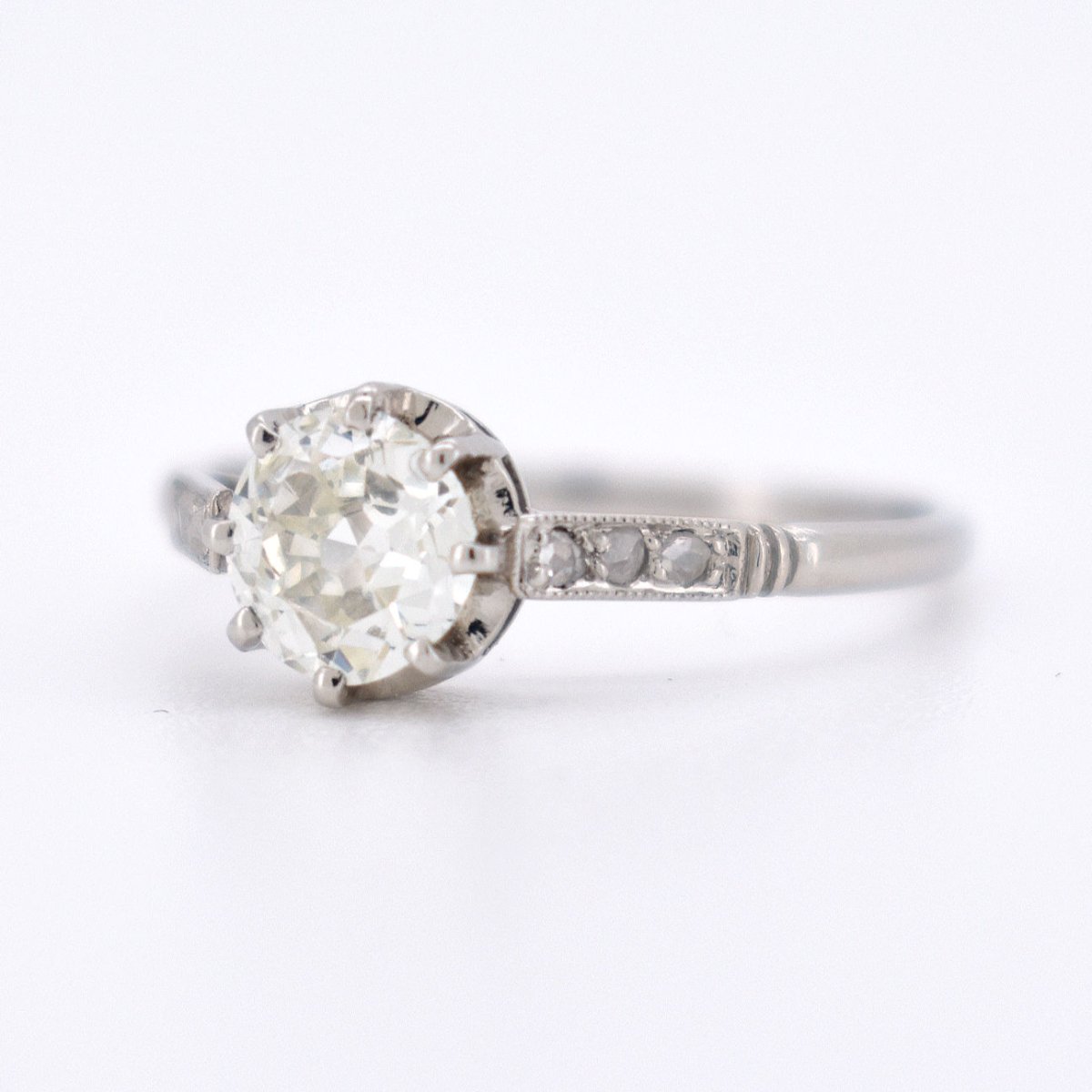 Bague de Fiançailles Solitaire avec Diamants - Belle Époque - Castafiore