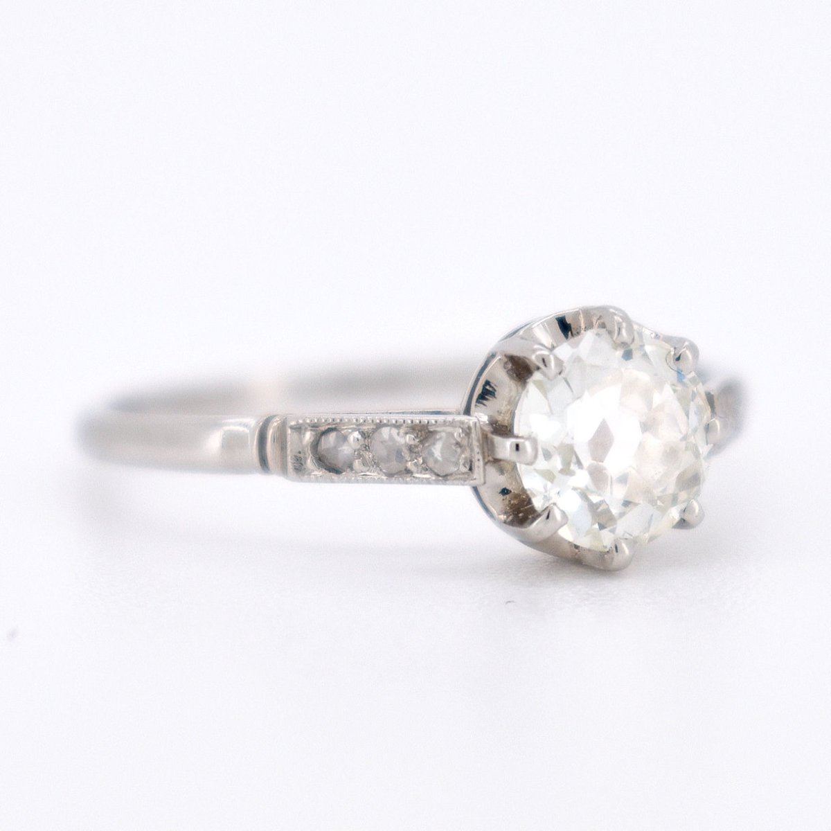 Bague de Fiançailles Solitaire avec Diamants - Belle Époque - Castafiore