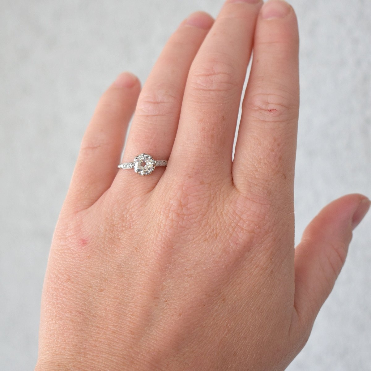 Bague de Fiançailles Solitaire avec Diamants - Belle Époque - Castafiore