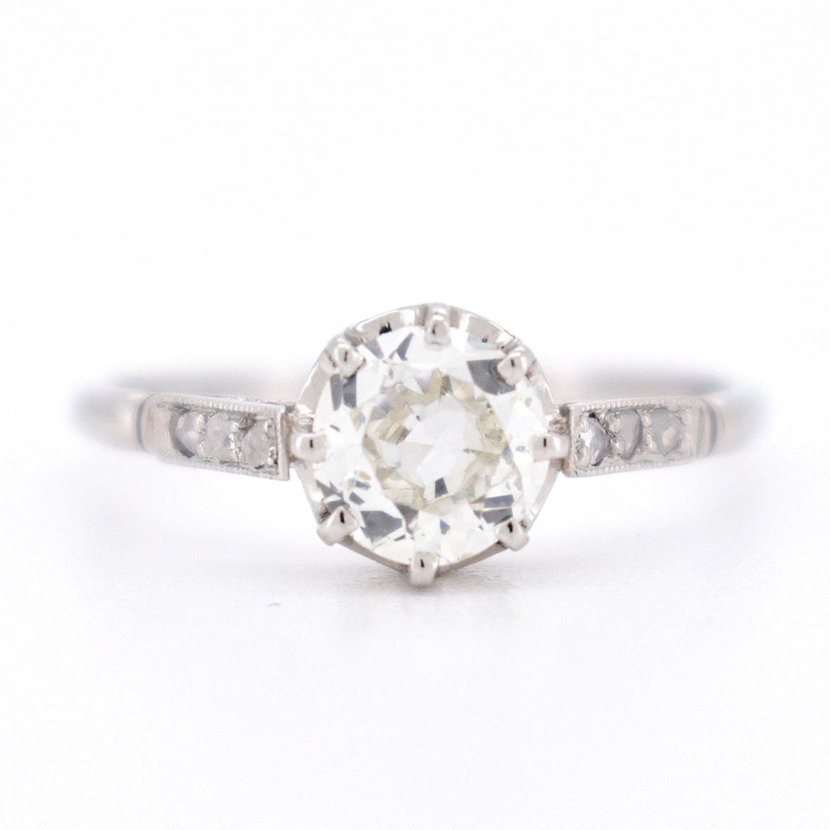 Bague de Fiançailles Solitaire avec Diamants - Belle Époque - Castafiore