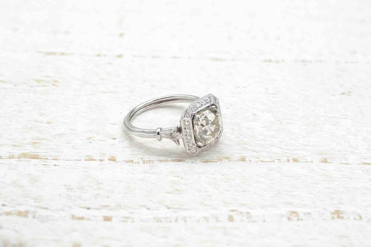 Bague de style Art Déco diamant en platine - Castafiore