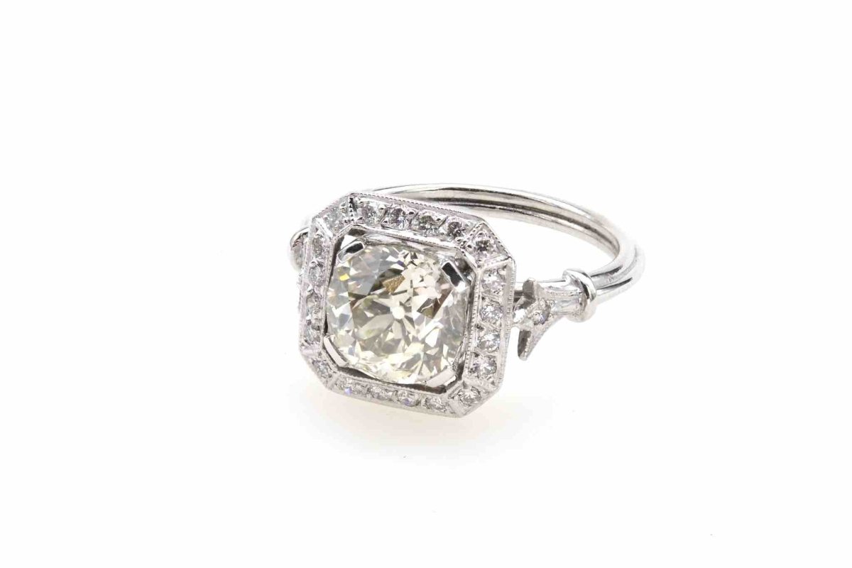 Bague de style Art Déco diamant en platine - Castafiore