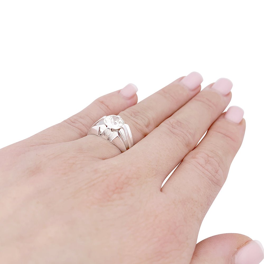 Bague de style Art Déco en or blanc, diamant. - Castafiore