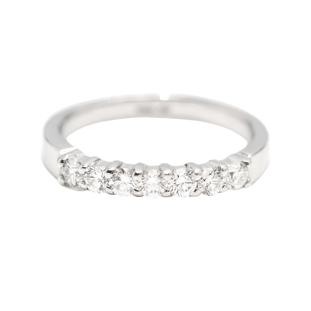 Bague demi - alliance en or blanc et diamants - Castafiore