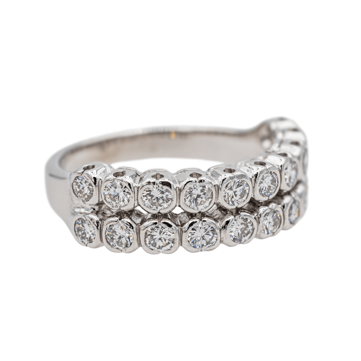 Bague Demi - Alliance en or blanc, platine et diamants - Castafiore