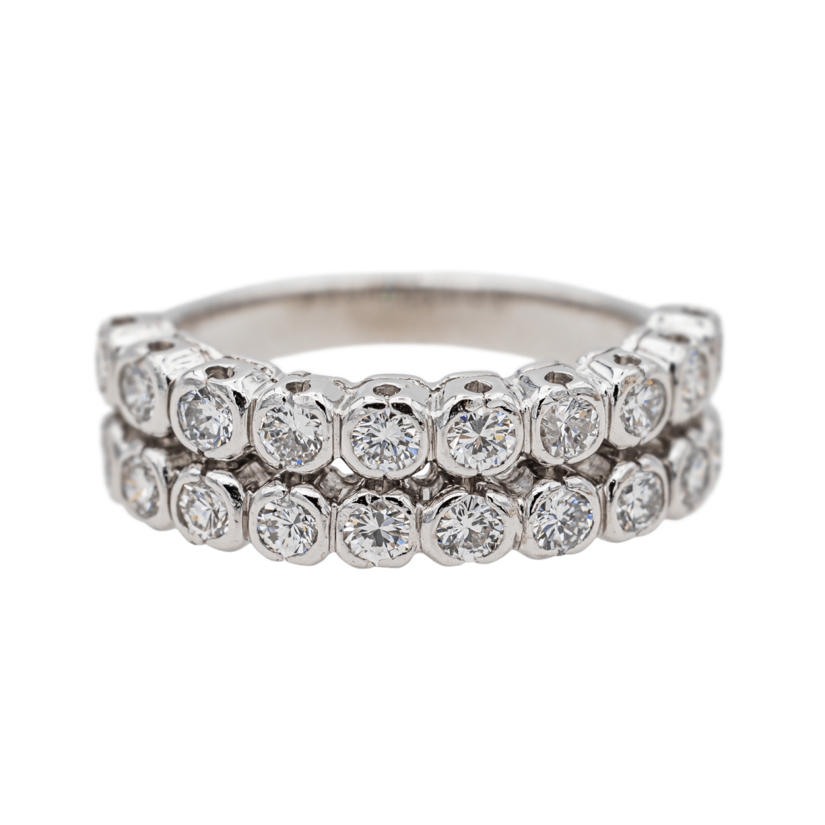 Bague Demi - Alliance en or blanc, platine et diamants - Castafiore