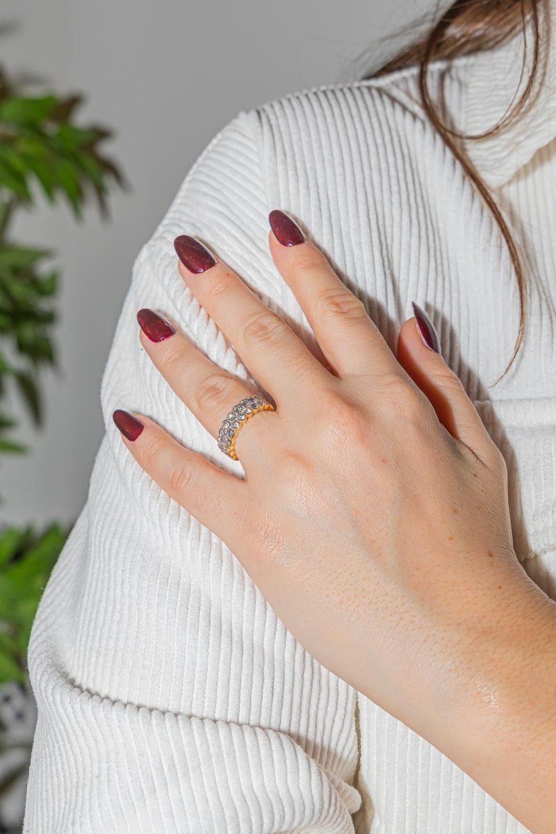 Bague Demi alliance en or jaune, blanc, et Diamant - Castafiore