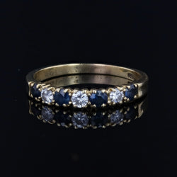 Bague demi alliance en or jaune et saphir - Castafiore
