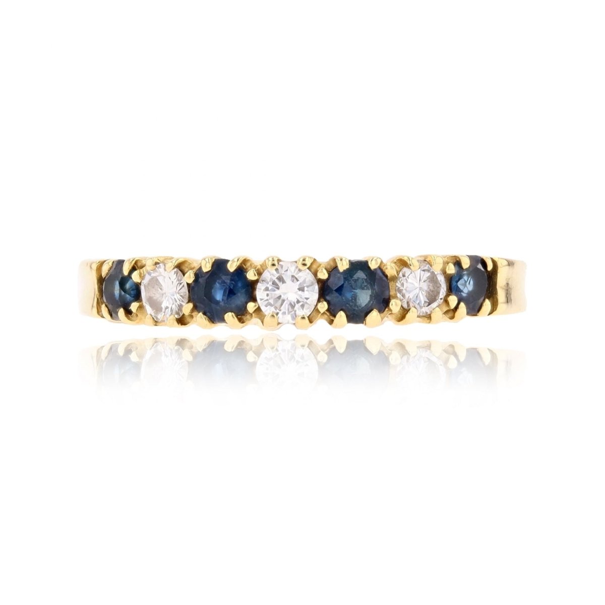 Bague demi alliance en or jaune et saphir - Castafiore
