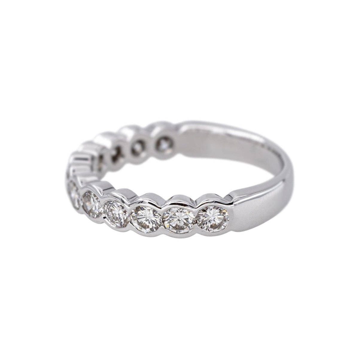 Bague Demi-alliance Or blanc Diamant - Castafiore