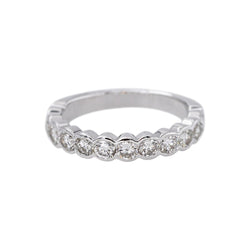 Bague Demi-alliance Or blanc Diamant - Castafiore