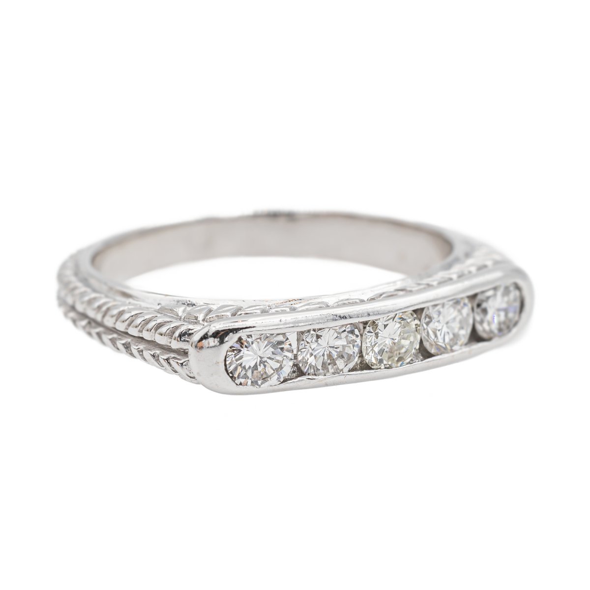 Bague Demi alliance Or blanc Diamant - Castafiore