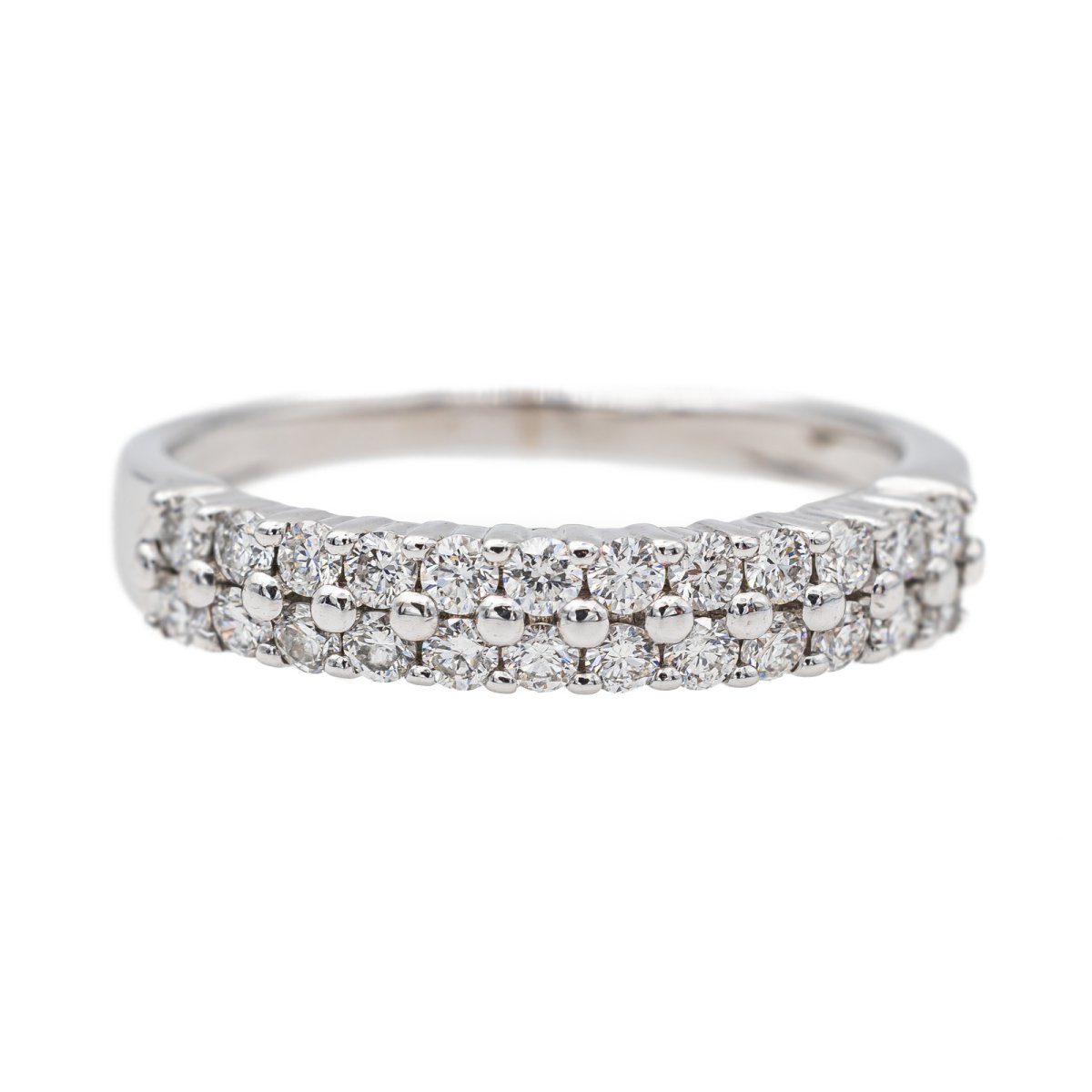 Bague Demi alliance Or blanc Diamant - Castafiore