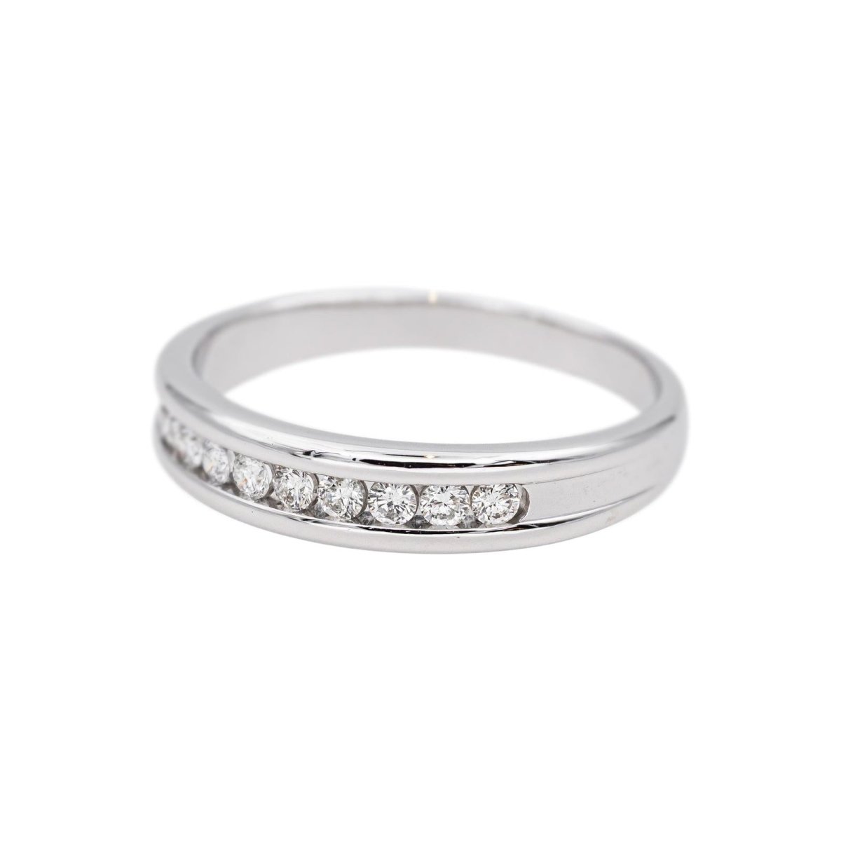 Bague Demi - alliance Or blanc Diamant - Castafiore