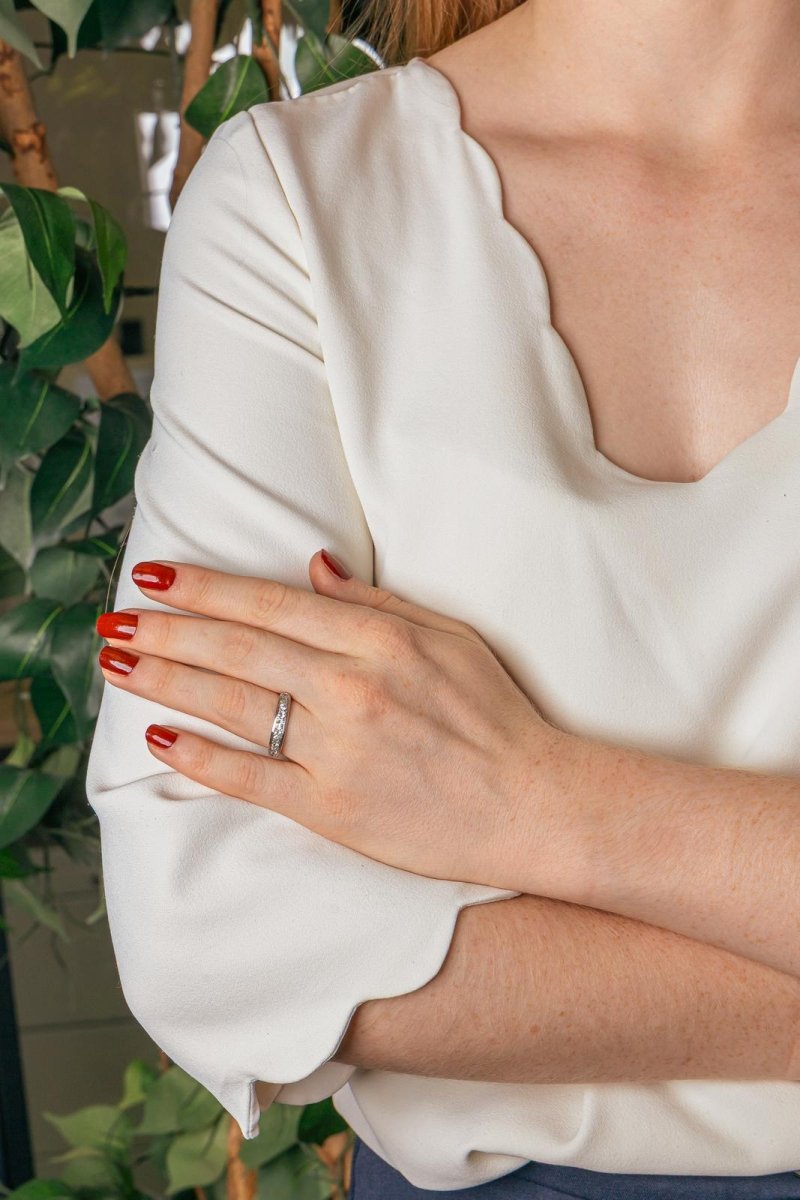 Bague Demi-alliance Or blanc Diamant - Castafiore