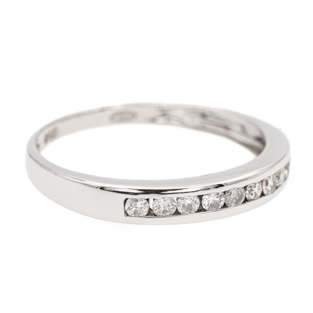 Bague Demi alliance Or blanc Diamant - Castafiore