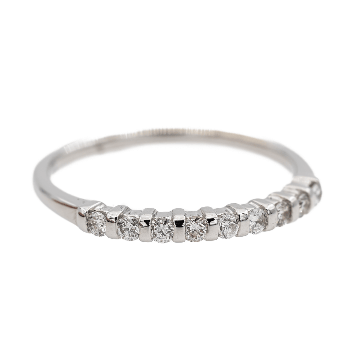 Bague Demi alliance Or blanc Diamant - Castafiore