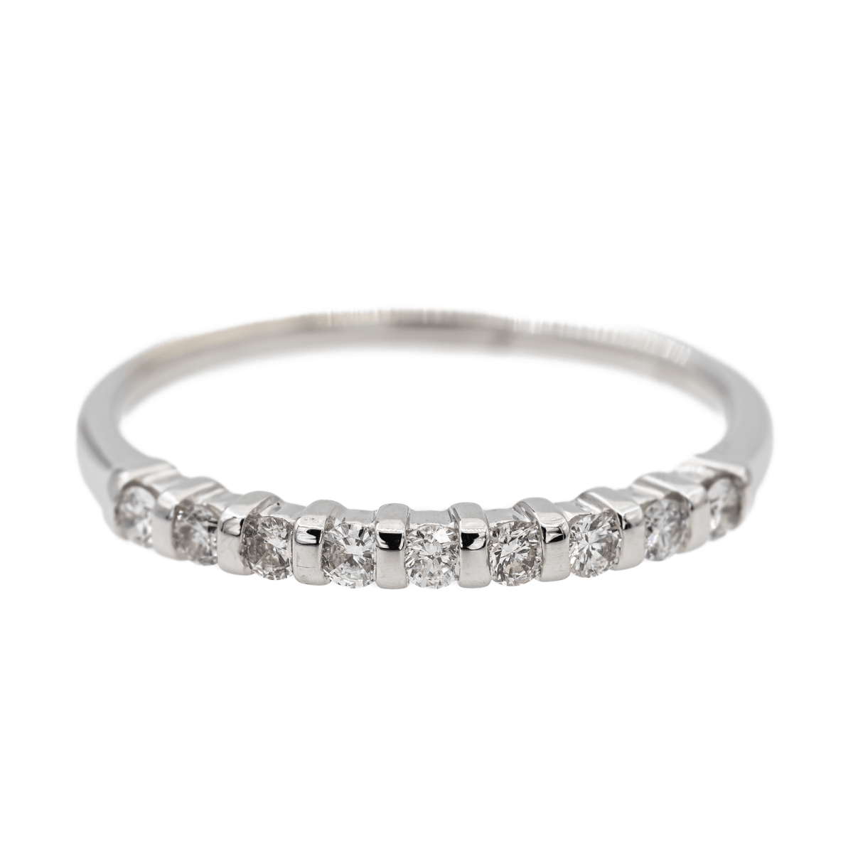 Bague Demi alliance Or blanc Diamant - Castafiore