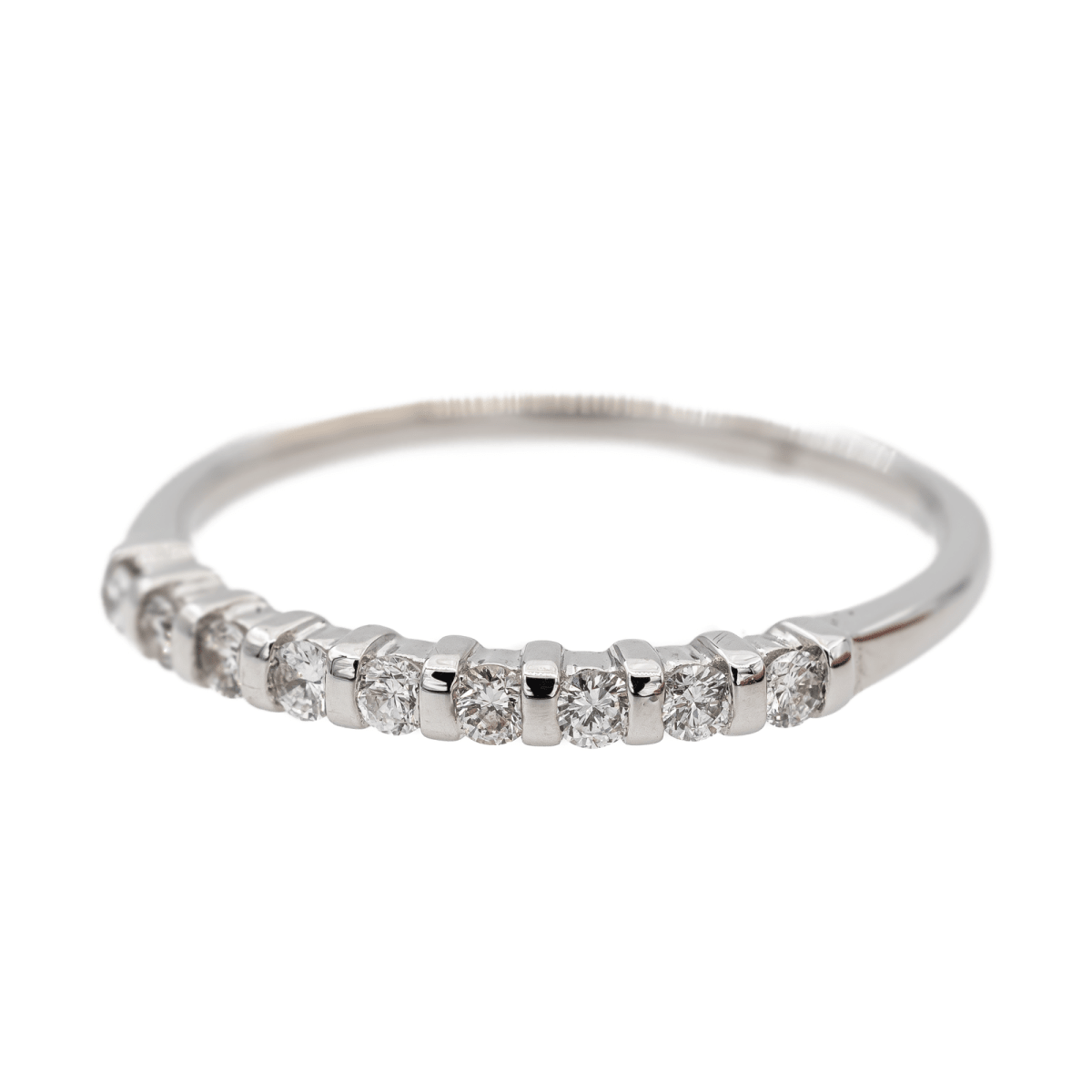 Bague Demi alliance Or blanc Diamant - Castafiore