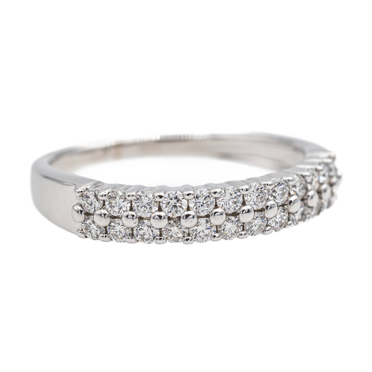 Bague Demi alliance Or blanc Diamant - Castafiore