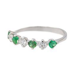 Bague Demi - alliance Or blanc Emeraude - Castafiore