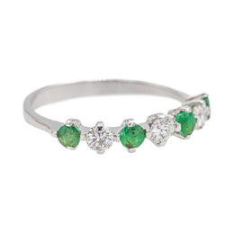 Bague Demi - alliance Or blanc Emeraude - Castafiore