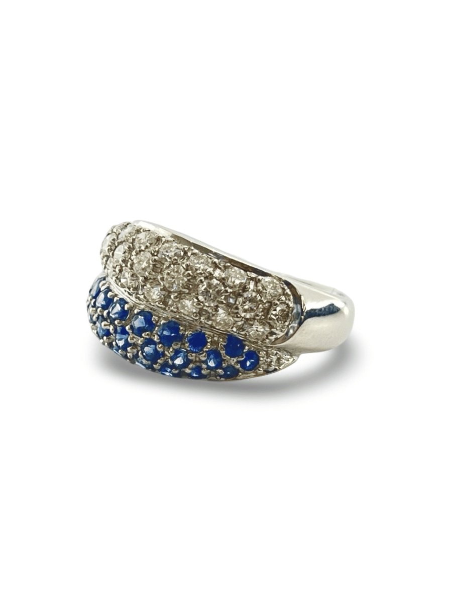 Bague Demi - alliance or blanc saphirs et diamants - Castafiore