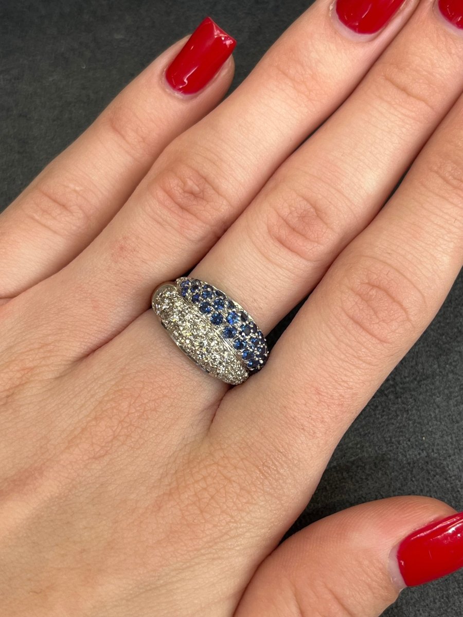 Bague Demi - alliance or blanc saphirs et diamants - Castafiore
