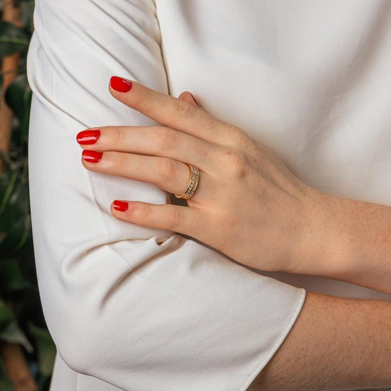 Bague Demi-alliance Or jaune Diamant - Castafiore