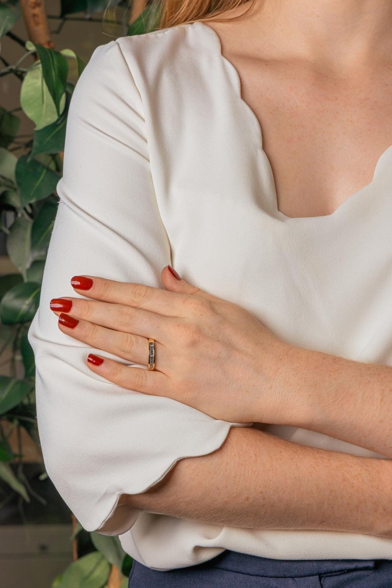 Bague Demi-alliance Or jaune Diamant - Castafiore