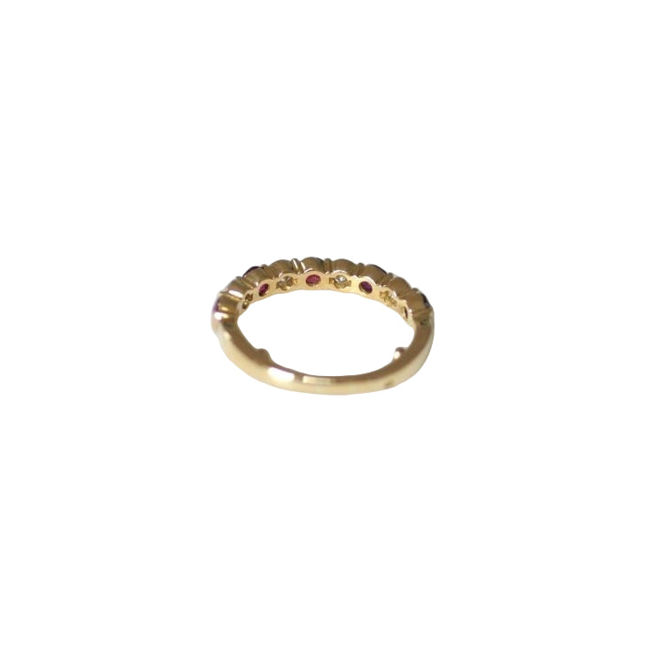 Bague Demi Alliance Rubis et Diamants sur Or jaune - Castafiore