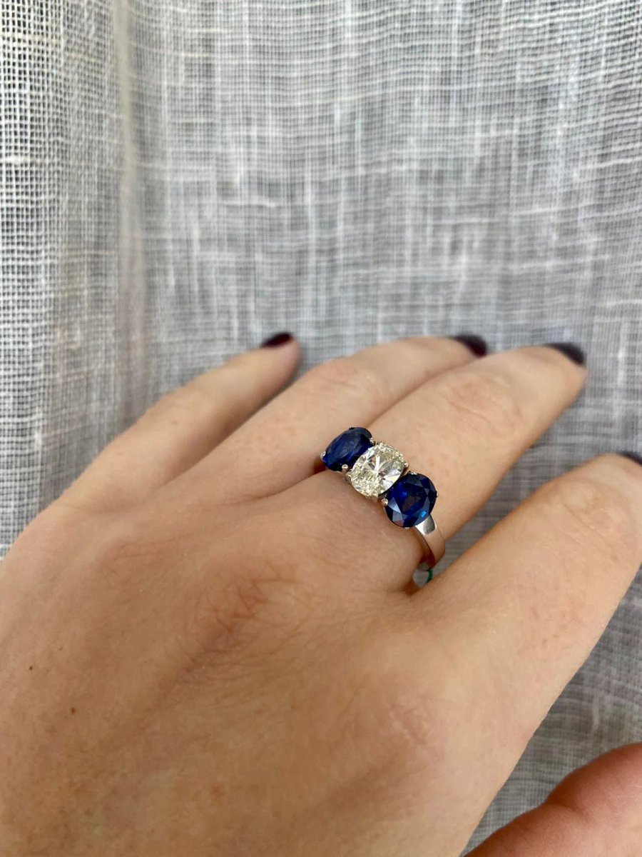 Bague d'été en or avec diamant et saphir - Castafiore