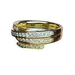 Bague deux ors lignes en or blanc et or jaune diamants - Castafiore