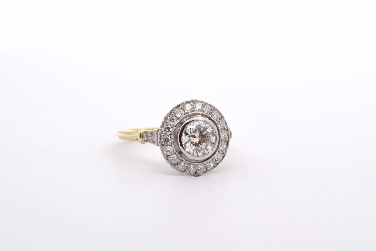 Bague diamant 0,84ct I/SI1 en or et platine - Castafiore