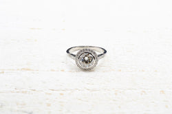 Bague diamant entourage vintage en platine - Castafiore